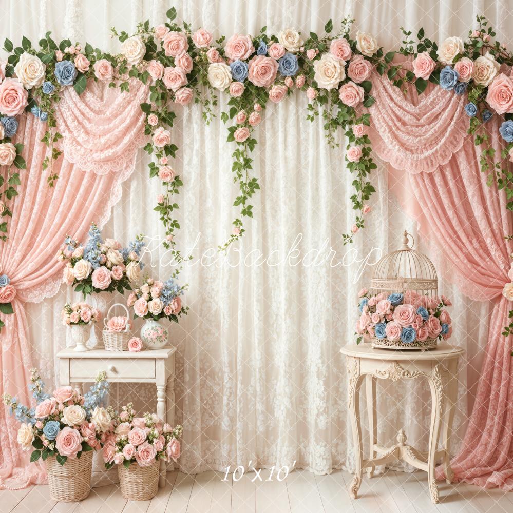 Kate Spring Garland Pink Drapes Birdcage Backdrop Designed by Emetselch - Image 7
