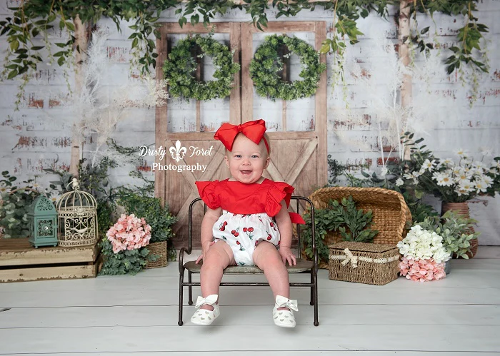 Kate Spring/Mother's day Green Plants Barn Door Backdrop Designed by Jia Chan Photography - Image 6