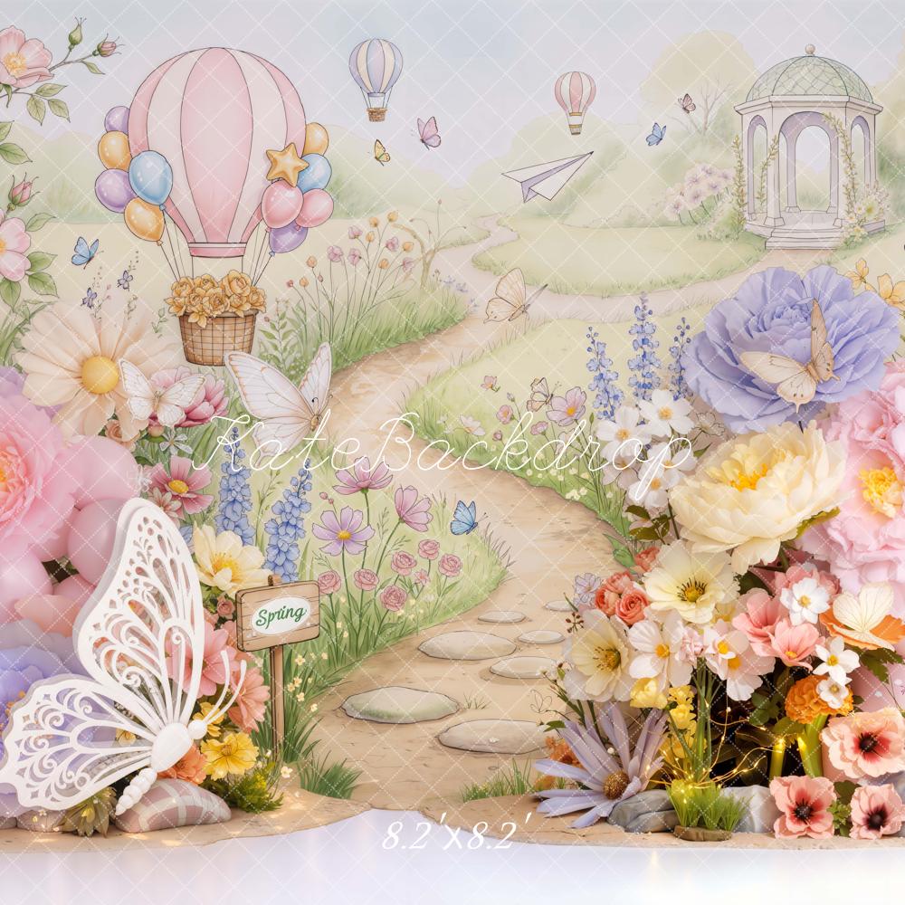 Kate Spring Pathway Hot Air Balloon Pastel Backdrop Designed by Emetselch - Image 5