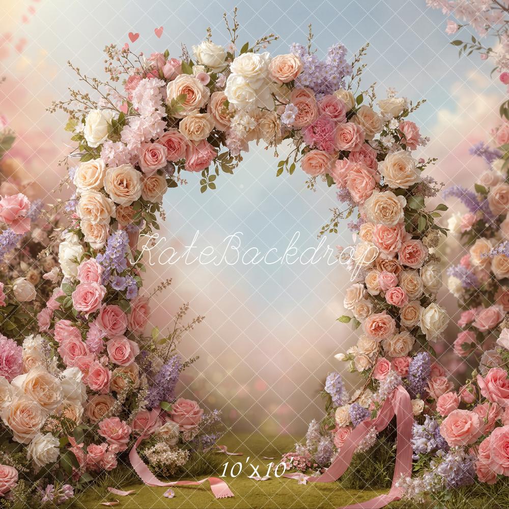 Kate Spring Pink Roses Arch Garden Backdrop Designed by Emstselch - Image 7