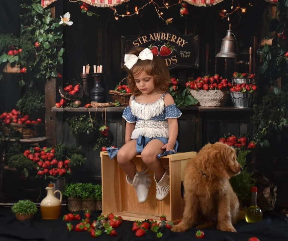 Kate Spring Plant Strawberry Field Backdrop Designed by Emetselch