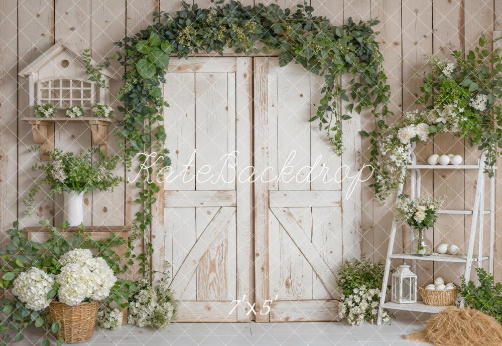 Kate Spring Rustic Barn Door Greenery Backdrop Designed by Emstselch
