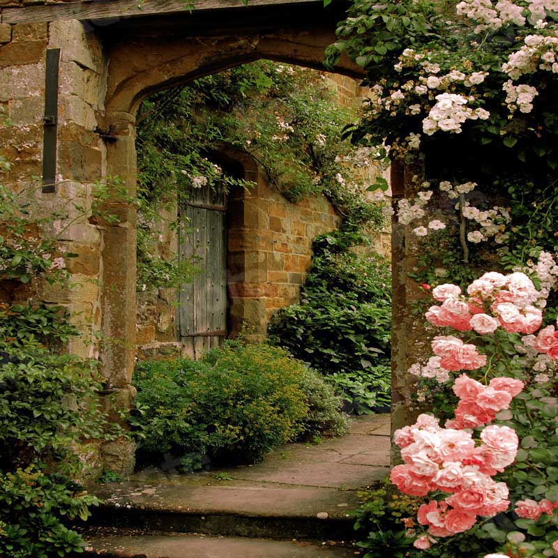 Kate Spring Scenery Backdrop Pink Rose Brick Arch Door Background for Photographer Photo - Image 3