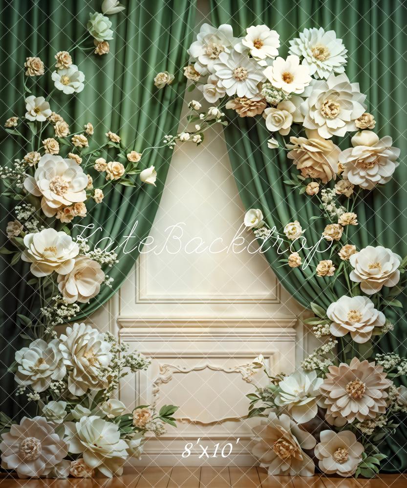 Kate Spring White Flower Green Curtain Wall Backdrop Designed by Emetselch - Image 5
