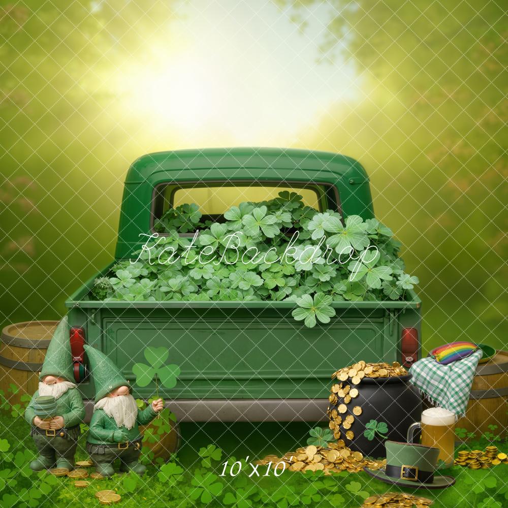 Kate St Patrick's Day Green Truck Shamrock Gnomes Backdrop Designed by Emetselch - Image 7