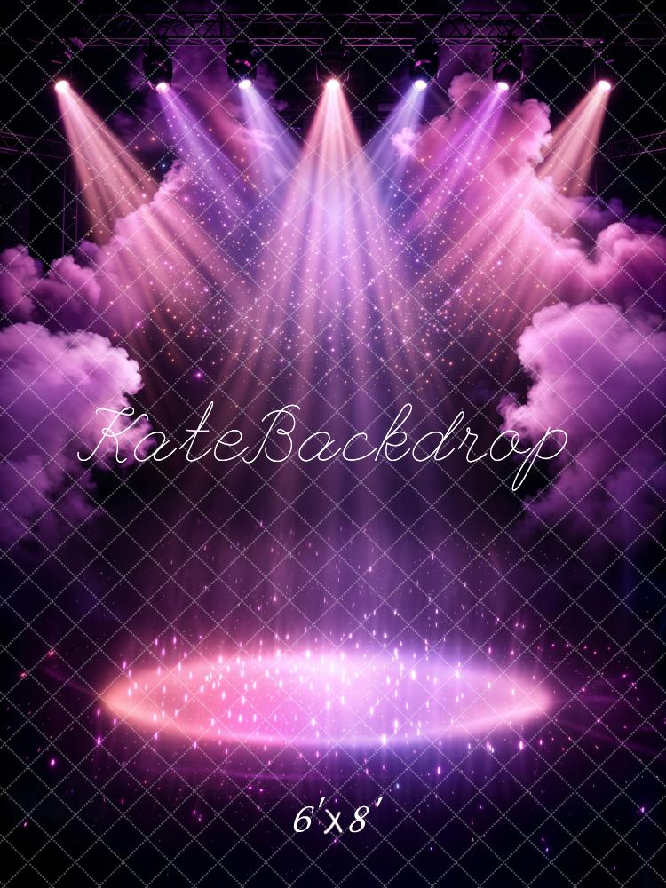 Kate Stage Lights Purple Smoke Sparkle Fleece Backdrop Designed by Chain Photography