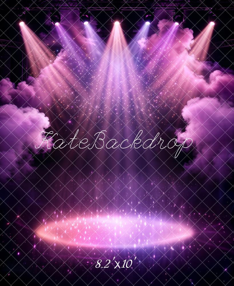 Kate Stage Lights Purple Smoke Sparkle Fleece Backdrop Designed by Chain Photography - Image 3