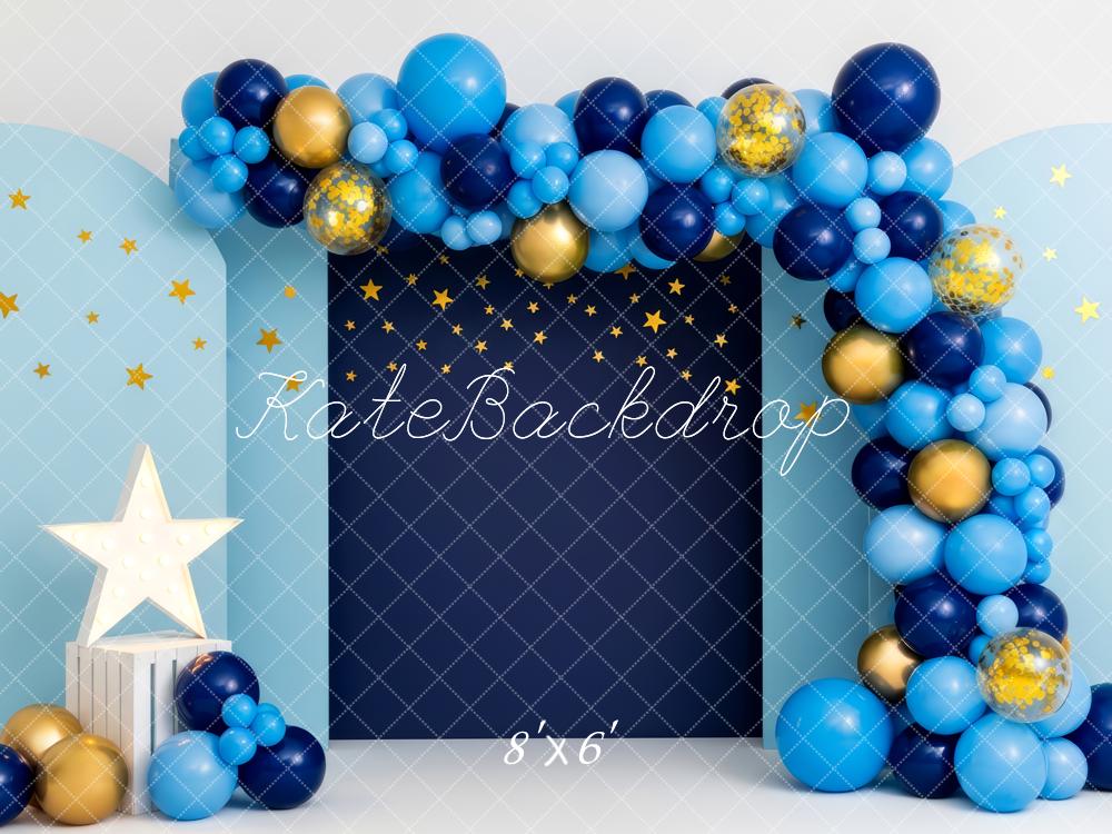Kate Star Arch Blue Balloons Fleece Backdrop Designed by Patty Robert