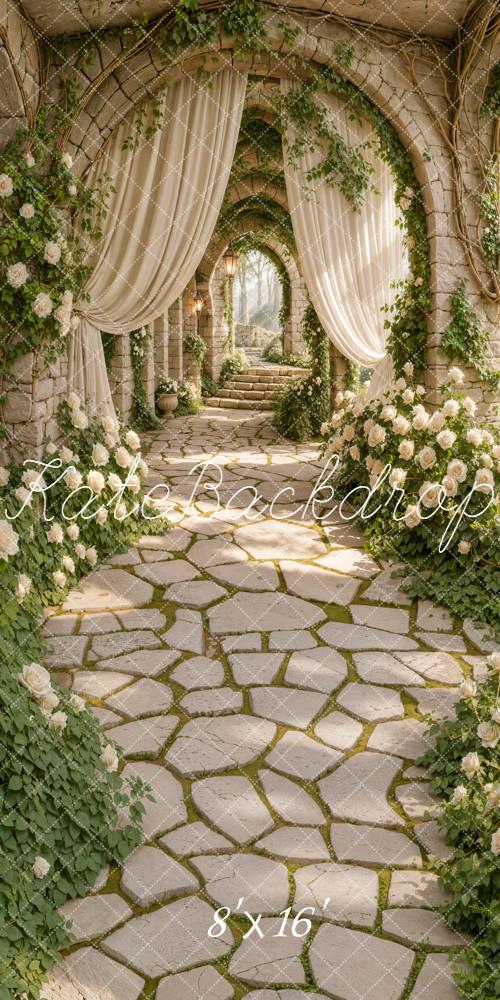 Kate Spring Archway White Roses Curtains Backdrop Designed by Emetselch - Image 13
