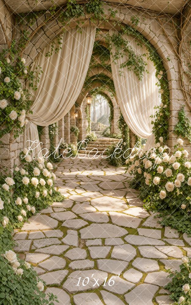 Kate Spring Archway White Roses Curtains Backdrop Designed by Emetselch - Image 14