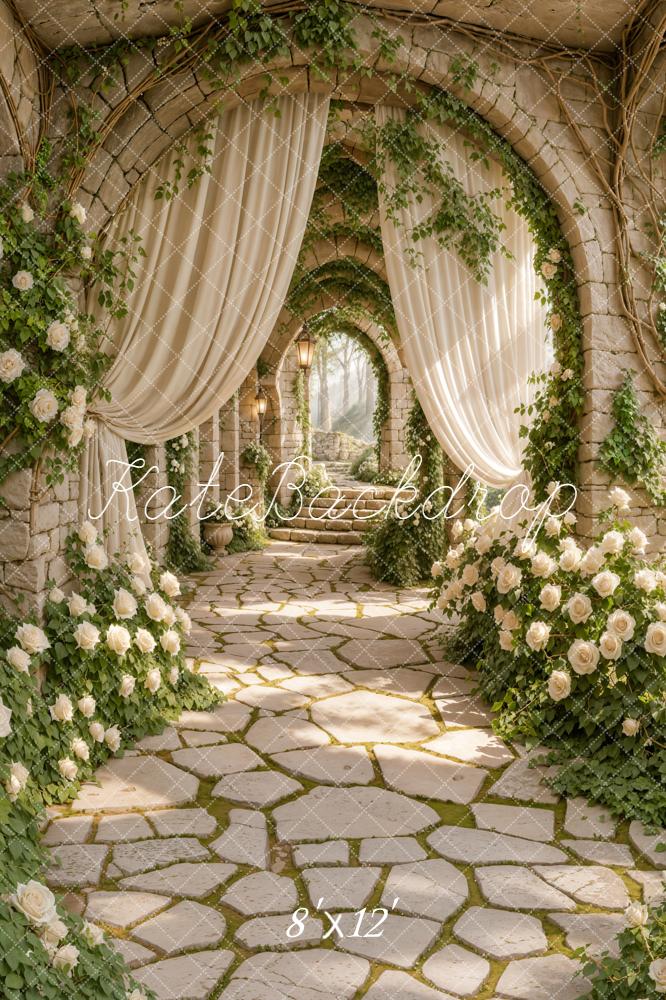 Kate Spring Archway White Roses Curtains Backdrop Designed by Emetselch - Image 15
