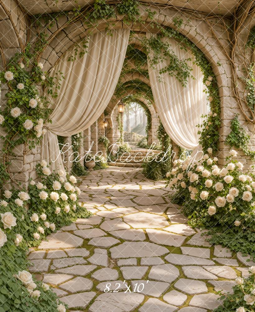 Kate Spring Archway White Roses Curtains Backdrop Designed by Emetselch - Image 9