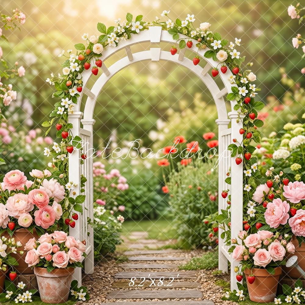 Kate Summer Arch Pink Roses Garden Backdrop Designed by Patty Robert - Image 5