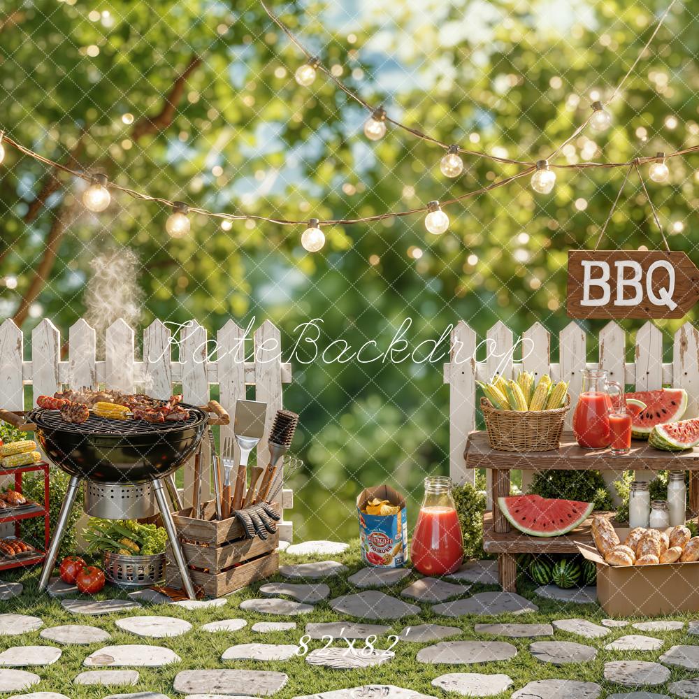 Kate Summer BBQ Picnic White Fence Backdrop Designed by Chain Photography - Image 5