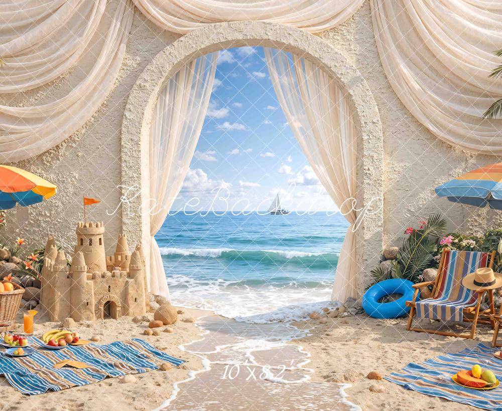 Kate Summer Beach Arch Sandcastle Drapes Backdrop Designed by Mini MakeBelieve - Image 6