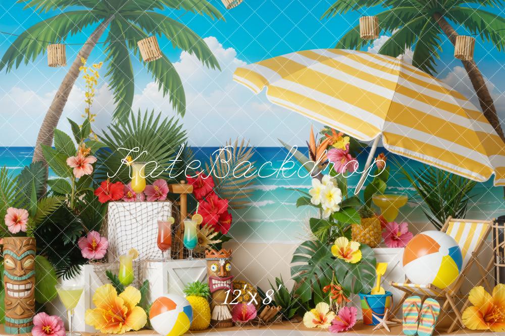 Kate Summer Beach Palm Trees Tropical Decor Backdrop Designed by Emetselch - Image 11