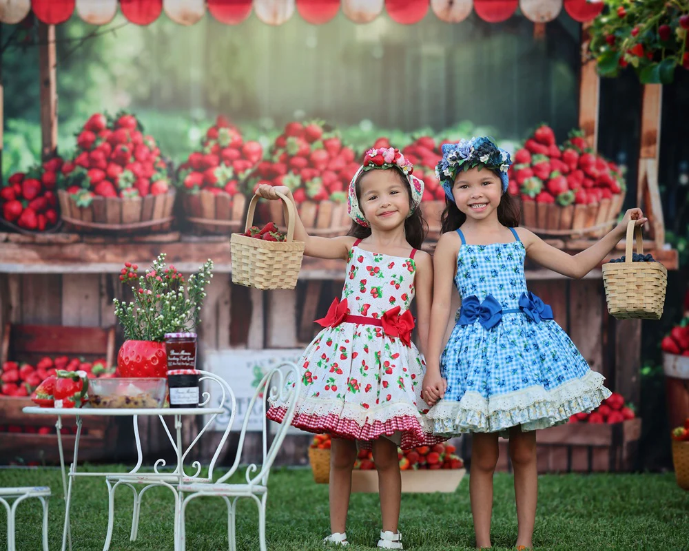 Kate Summer Forest Red Strawberry Stand Backdrop Designed by Emetselch