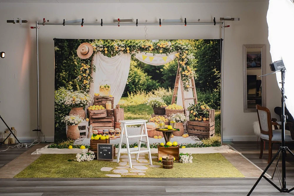 Kate Summer Lemon Arch Picnic Scene Backdrop Designed by Emetselch - Image 3