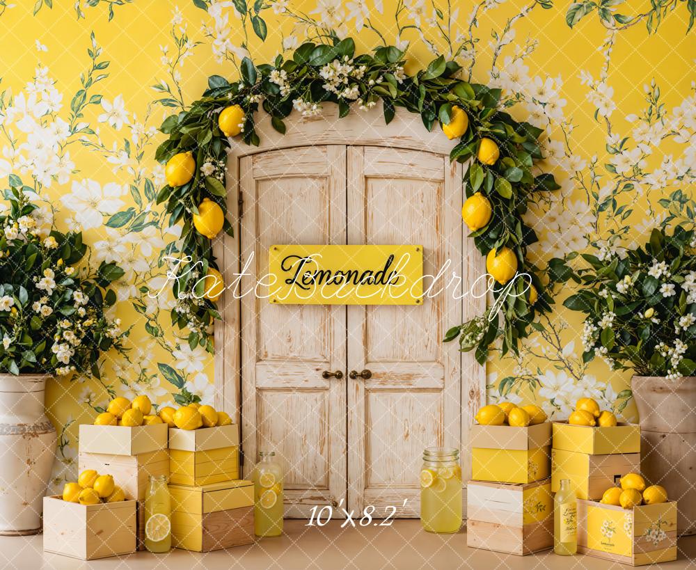 Kate Summer Lemon Floral Yellow Backdrop Designed by Emetselch - Image 7