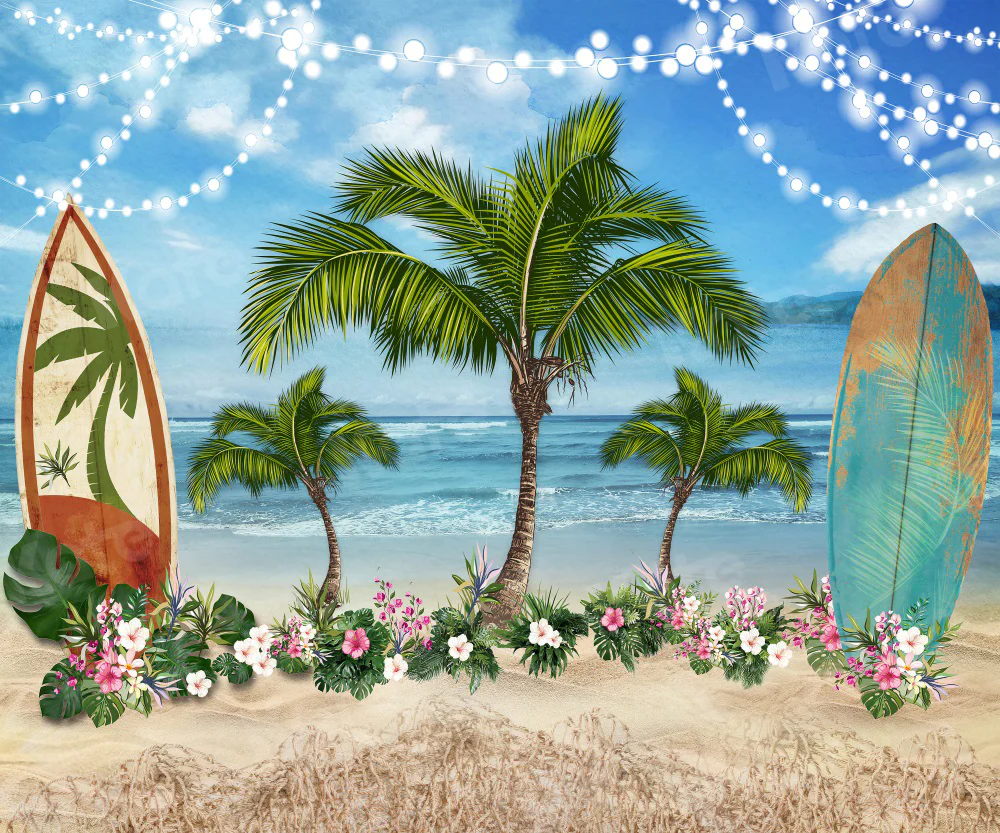 Kate Summer Seaside Floral Surfboard Backdrop for Photography - Image 4