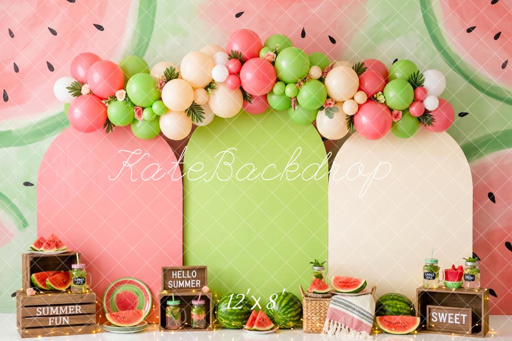 Kate Summer Watermelon Balloon Garland Fleece Backdrop Designed by Patty Robert - Image 4