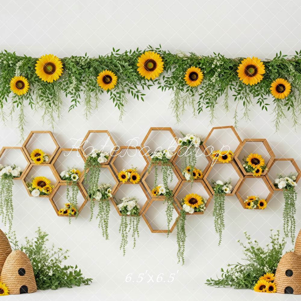 Kate Spring Sunflower Honeycomb Beehive Greenery Backdrop Designed by Patty Robert - Image 4