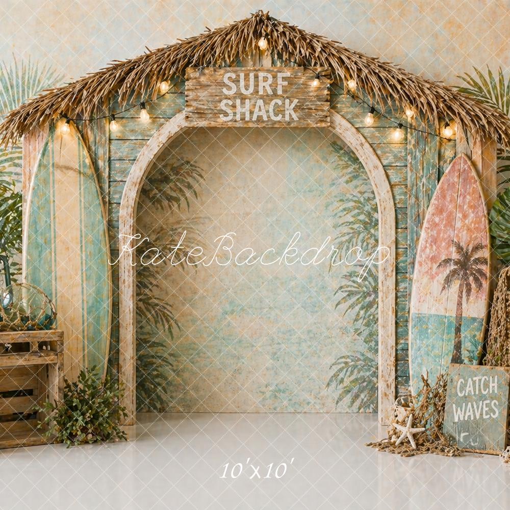 Kate Surf Shack Surfboards Palm Leaves Beach Hut Backdrop Designed by Caitlin Lynch - Image 7