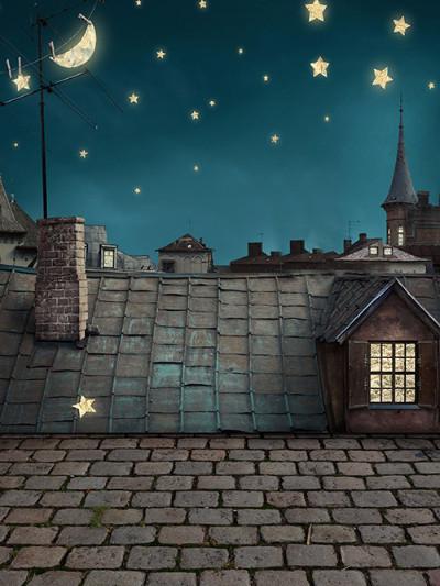 Kate Town Roof Star Night Backdrops for Children Photography