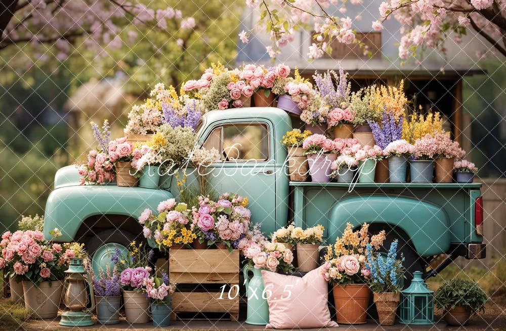 Kate Spring Truck Flower Pots Pastel Backdrop Designed by Emetselch - Image 4