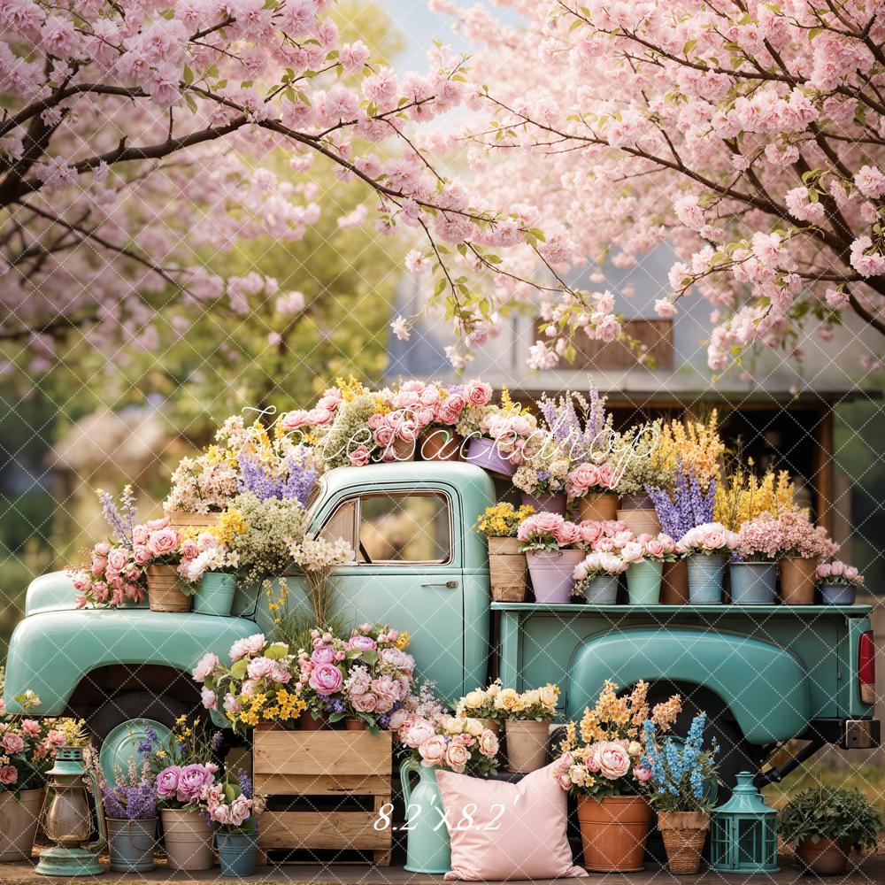 Kate Spring Truck Flower Pots Pastel Backdrop Designed by Emetselch - Image 5