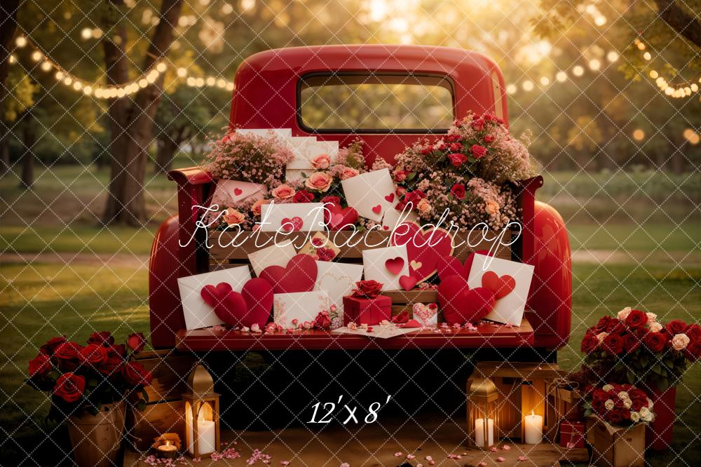Kate Truck Roses Heart Lanterns Fleece Backdrop Designed by Emstselch - Image 4