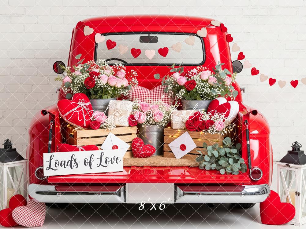 Kate Truck Valentine Rose Hearts Fleece Backdrop Designed by Patty Robert