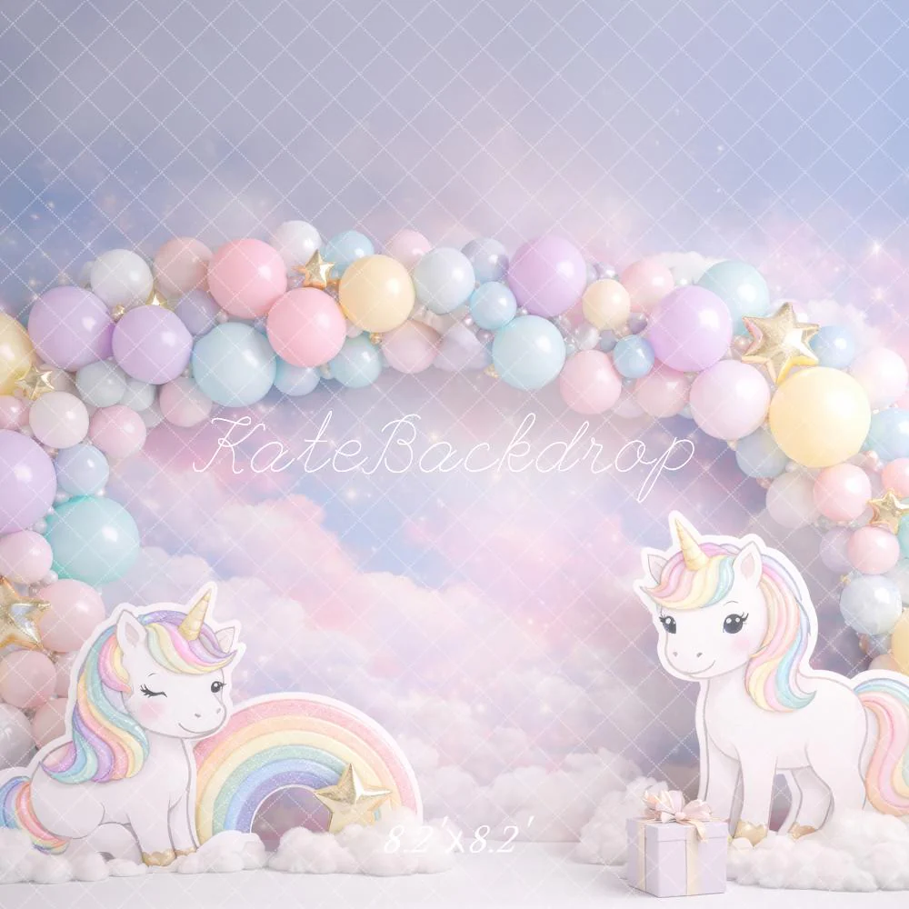 Kate Unicorn Balloon Arch Rainbow Pastel Backdrop Designed by Megan Leigh Photography - Image 5
