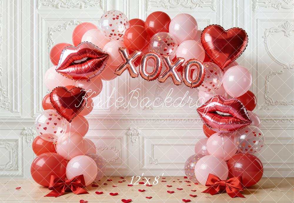 Kate Valentine Balloon Arch Lips Hearts Fleece Backdrop Designed by Emstselch - Image 4