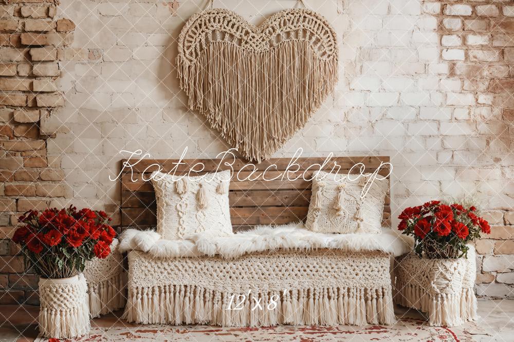 Kate Valentine Boho Heart Vintage Wall Fleece Backdrop Designed by Emetselch - Image 2