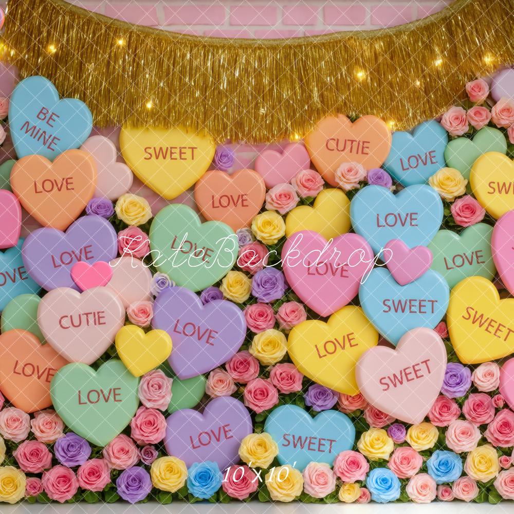 Kate Valentine Conversation Hearts Roses Garland Backdrop Designed by Mini MakeBelieve - Image 7