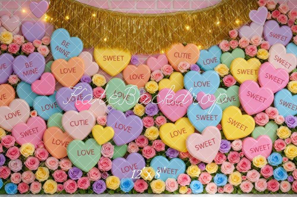 Kate Valentine Conversation Hearts Roses Garland Backdrop Designed by Mini MakeBelieve - Image 8