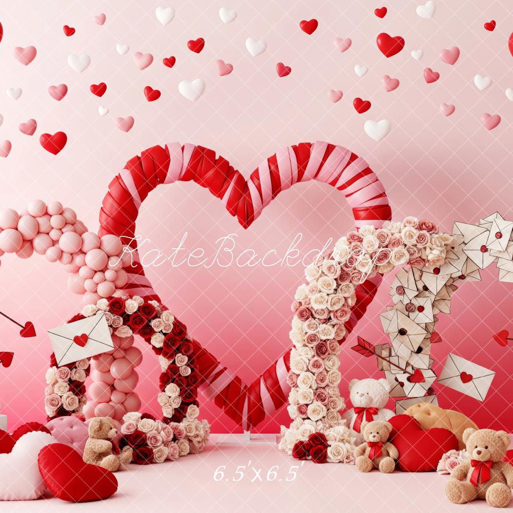 Kate Valentine Heart Arches Balloons Teddy Bears Backdrop Designed by Patty Robert - Image 2