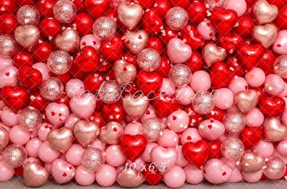 Kate Valentine Heart Balloons Glitter Pink Red Backdrop Designed by Patty Robert - Image 4