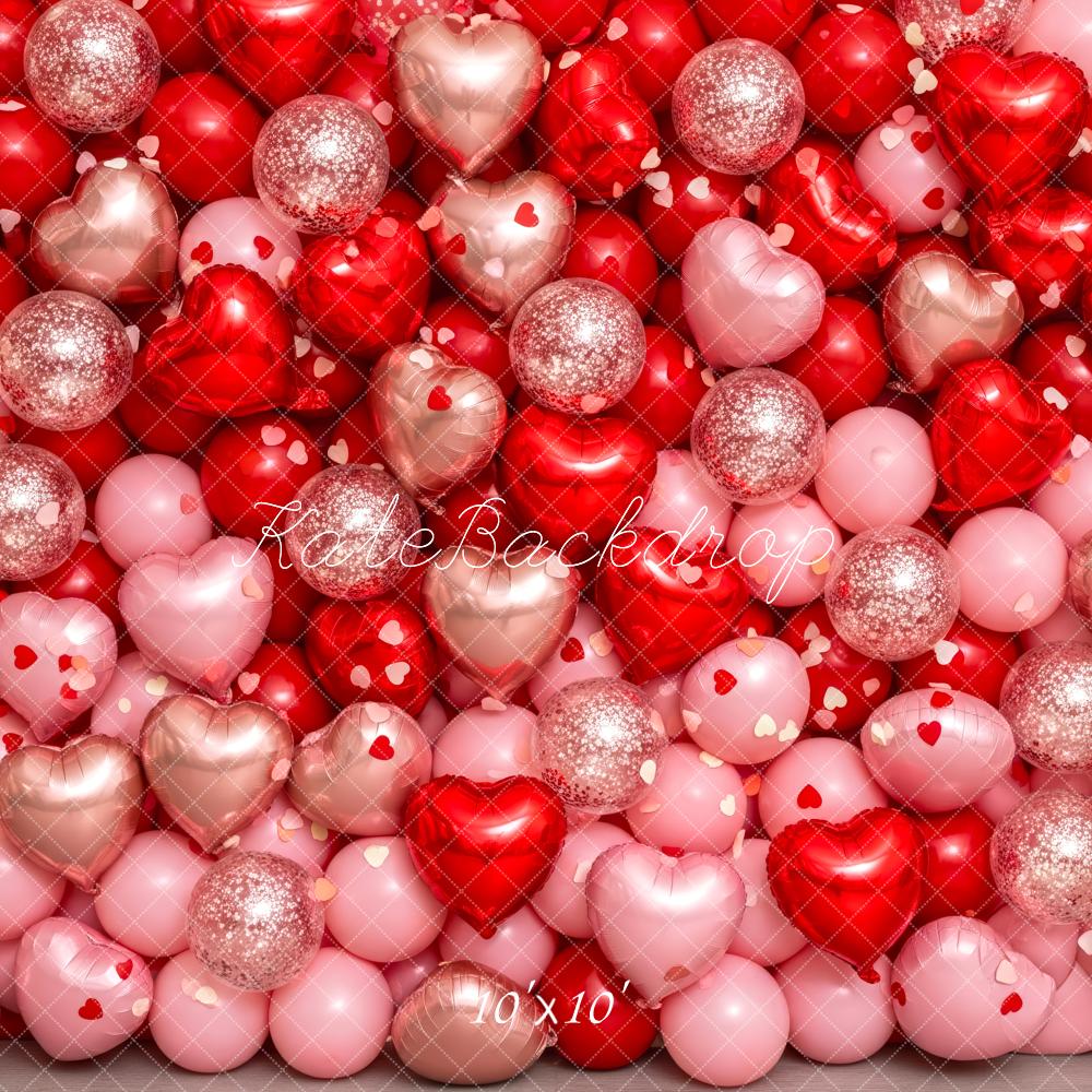 Kate Valentine Heart Balloons Glitter Pink Red Backdrop Designed by Patty Robert - Image 7