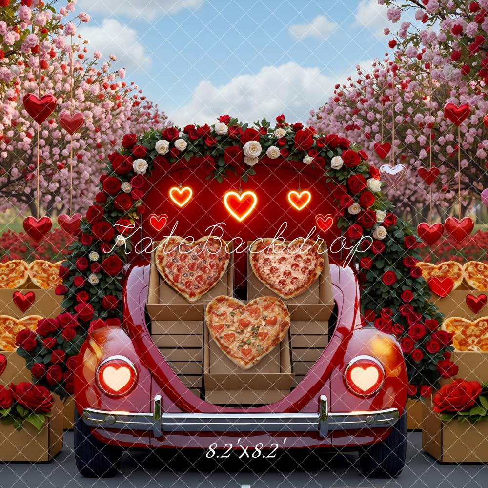 Kate Valentine Heart Pizza Car Blossom Backdrop Designed by Mini MakeBelieve - Image 5