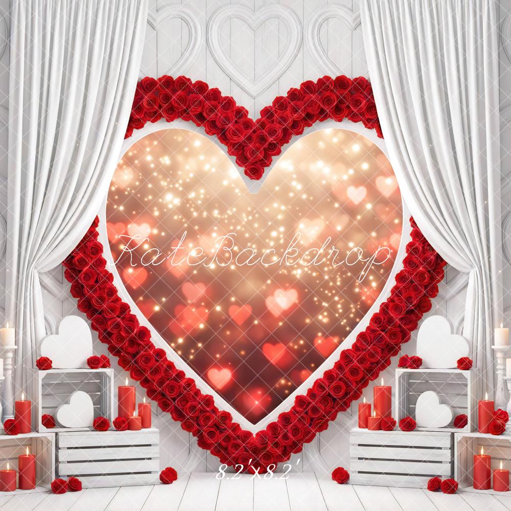 Kate Valentine Heart Roses White Curtains Backdrop Designed by Mini MakeBelieve - Image 5