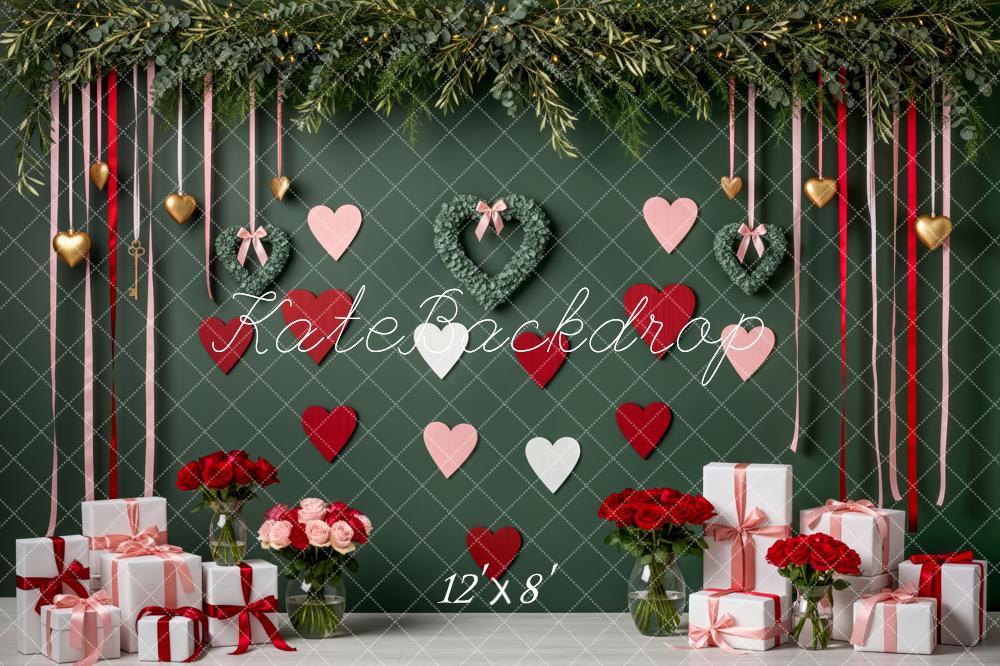 Kate Valentine Hearts Gifts Floral Green Fleece Backdrop Designed by Patty Robert - Image 4