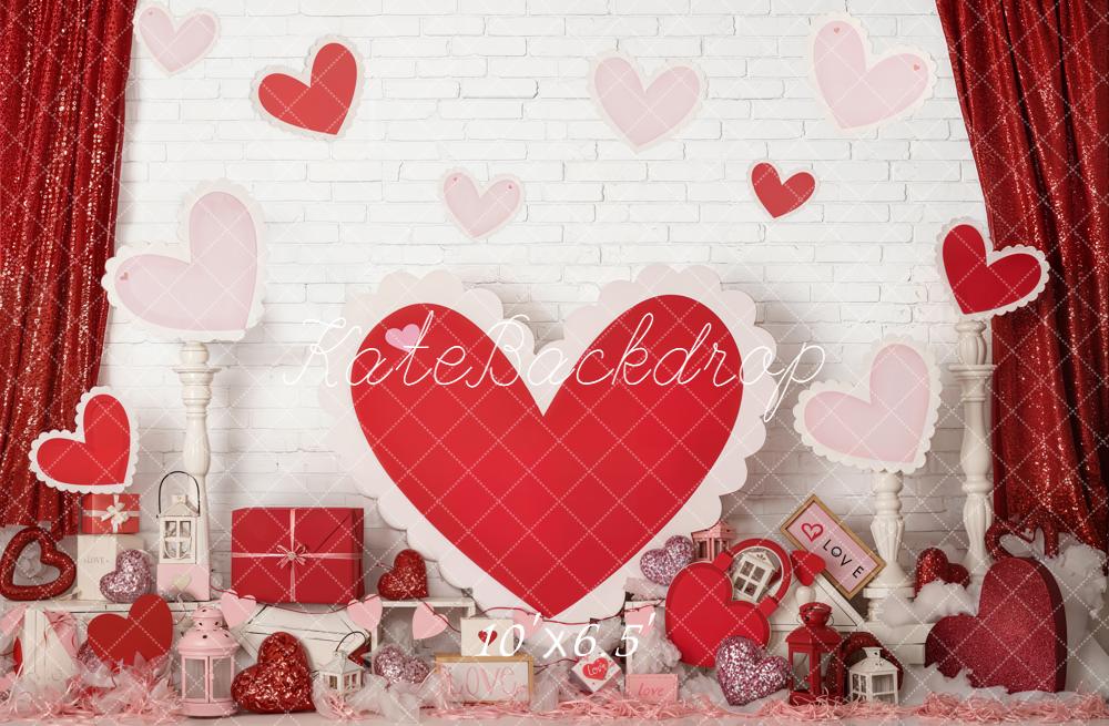 Kate Valentine Hearts Gifts Lanterns Red Backdrop Designed by Emetselch - Image 4