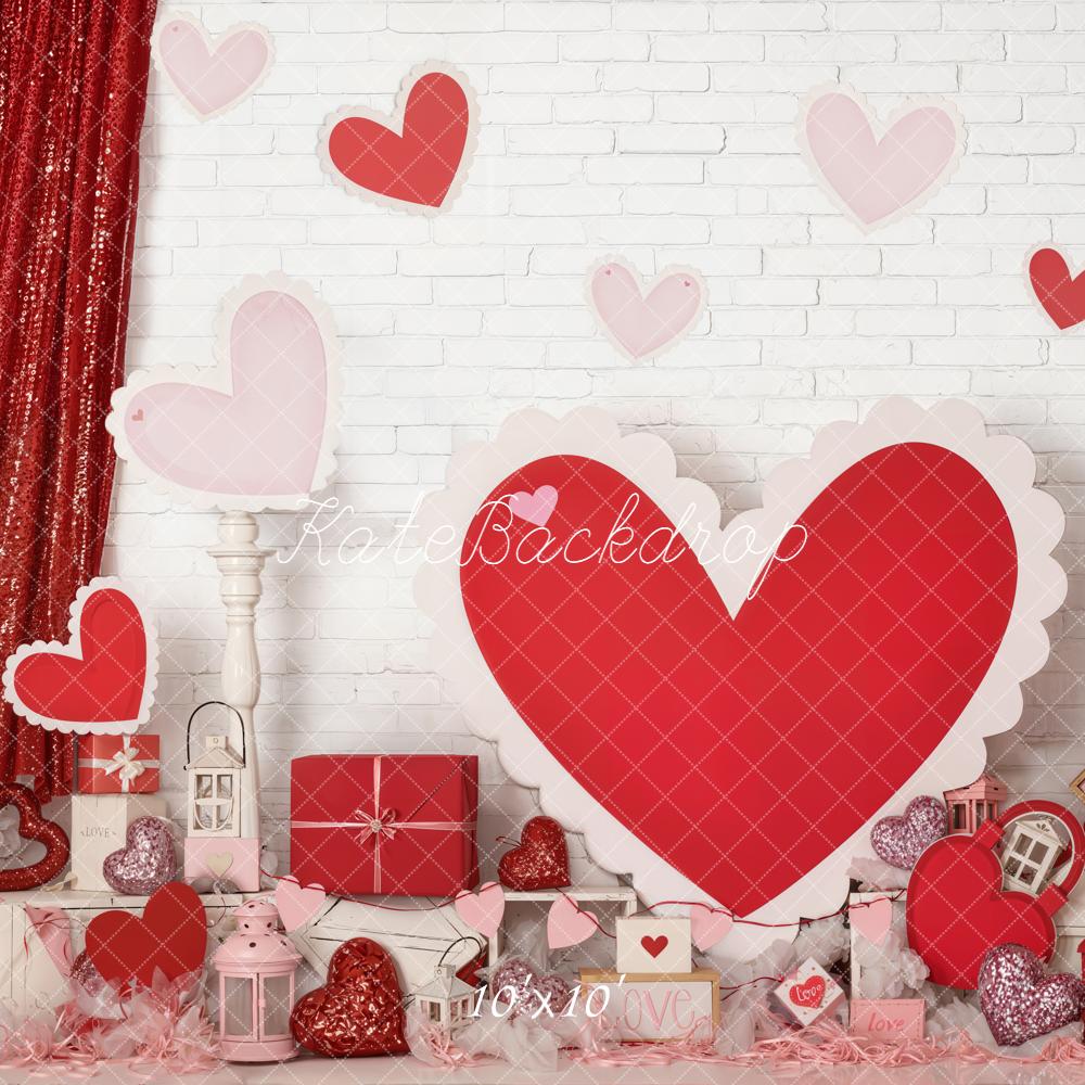 Kate Valentine Hearts Gifts Lanterns Red Backdrop Designed by Emetselch - Image 7