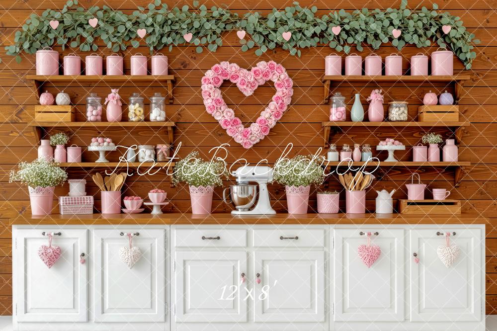 Kate Valentine Kitchen Shelf Pink Decor Fleece Backdrop Designed by Patty Robert - Image 4
