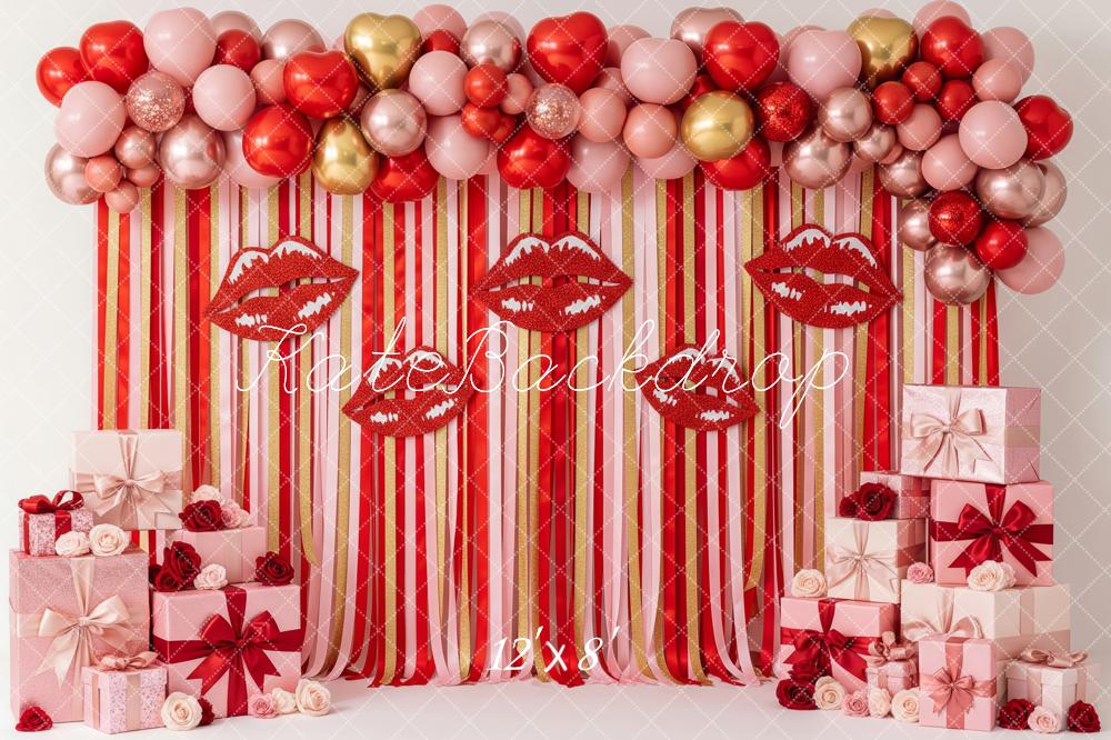 Kate Valentine Lips Balloons Gift Boxes Fleece Backdrop Designed by Patty Robert - Image 4