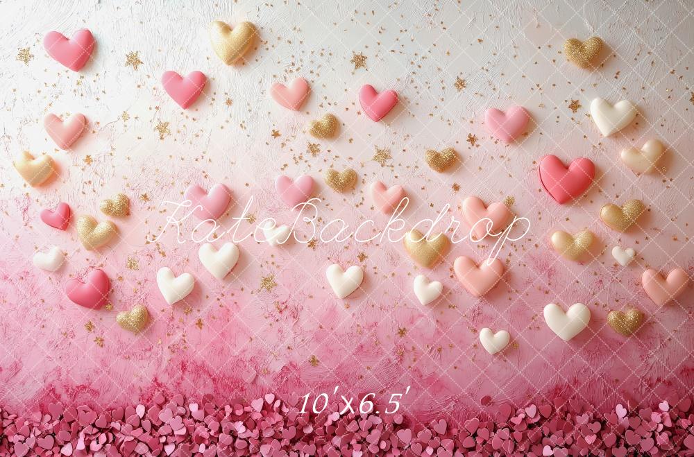 Kate Valentine Pink Hearts Stars Wall Backdrop Designed by Patty Robert