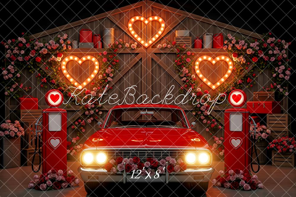 Kate Valentine Red Car Heart Pump Barn Backdrop Designed by Patty Robert - Image 8