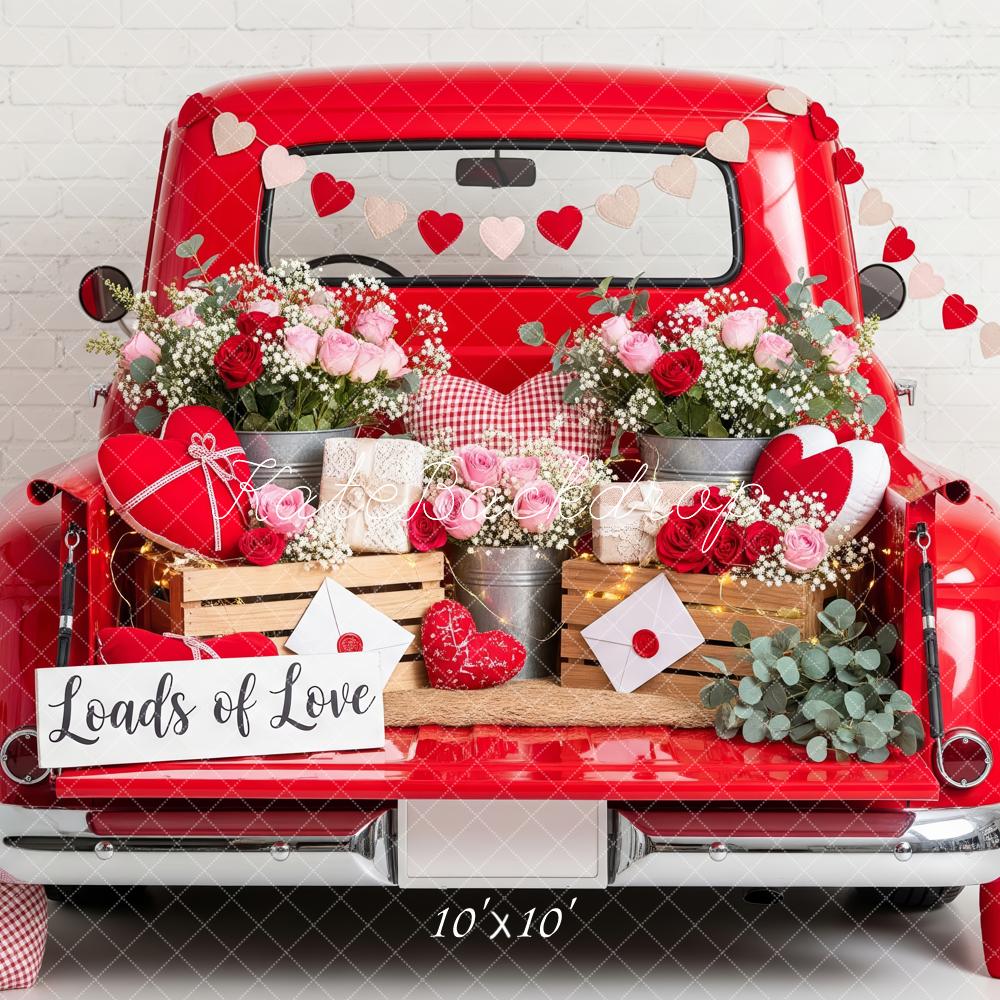 Kate Valentine Red Truck Heart Garland Backdrop Designed by Patty Robert - Image 7